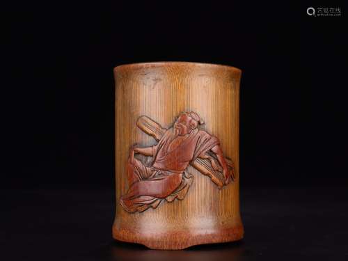 - old bamboo brush pot "narrative".Specification: ...