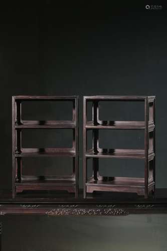 Lobular rosewood carving up line four layer shelf of a coupl...