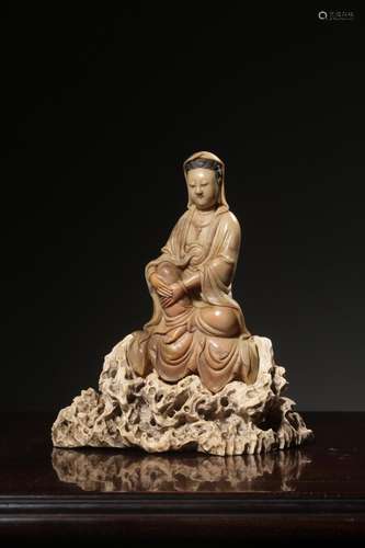 Shou stone free guanyin caveSize: the total 18.5 cm high, gu...