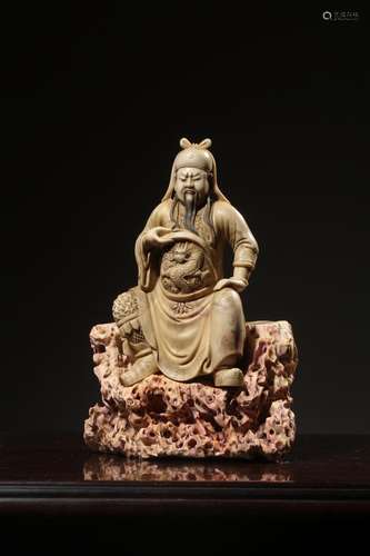 Shou stone statue duke guan charactersSize: total 23 cm high...