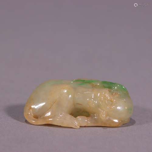 Old jade carvings "cow"Specification: high 1.5 cm ...