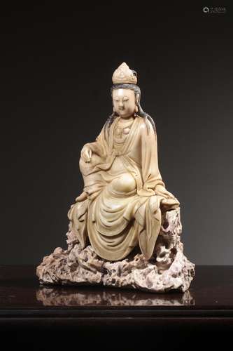 Shou stone free guanyin caveSize: the total 24.5 cm high, 18...