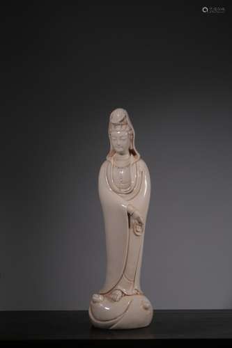 "He Chaozong" dehua white porcelain guanyin tuas s...