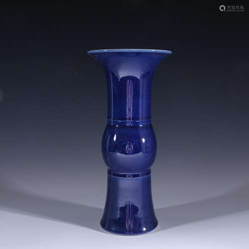 Sapphire blue glaze vase with flowersSpecification: high 28 ...