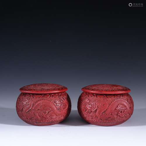 Dragon go tank a pair of carved lacquerware lacquerSpecifica...