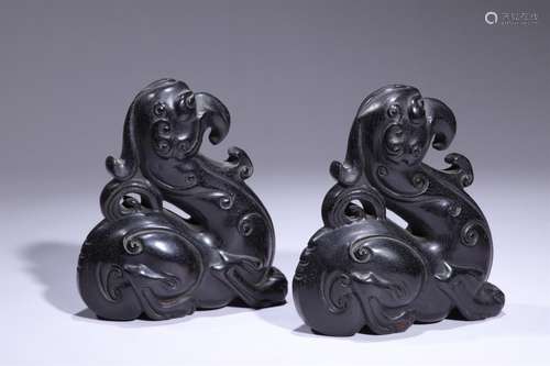 Red sandalwood benevolent.A pair of.About 9 * 4.5 * 10 cm si...