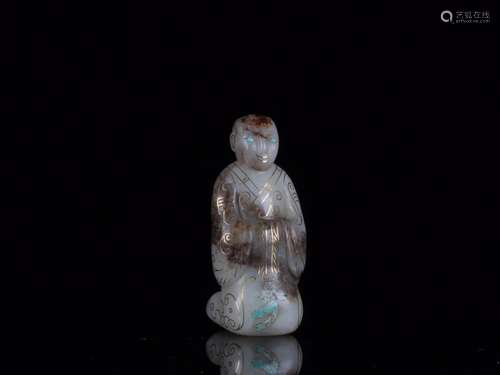 : ancient jade and stone inlaid kleinSize: 2.8 cm wide and 2...