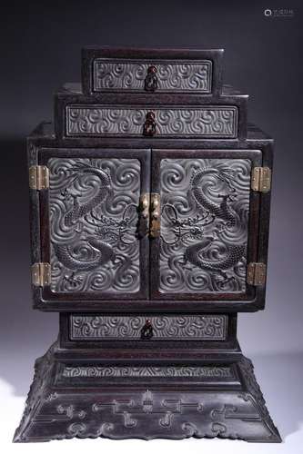 Rosewood carving dragon lockerSize: about 42.5 x x 68 33