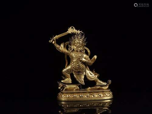 The custodian of the old Tibet: gold statuesSize: 14.8 cm wi...