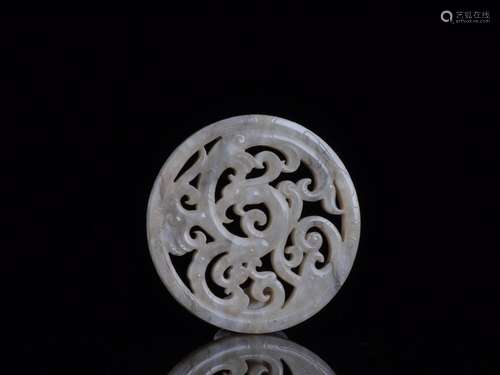 : ancient jade jade dragon grain wallSize: 6.4 cm in diamete...