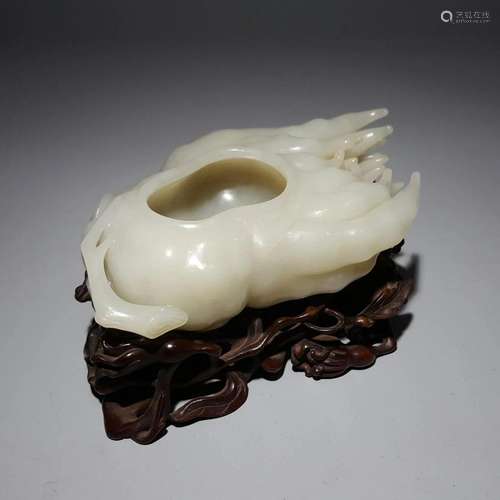 A Top and Rare Carved Hetian Jade Bergamot Pen Wash