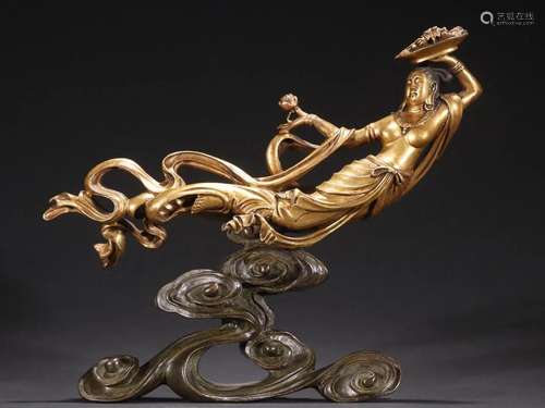 A Rare Gilt-bronze Man Ornament