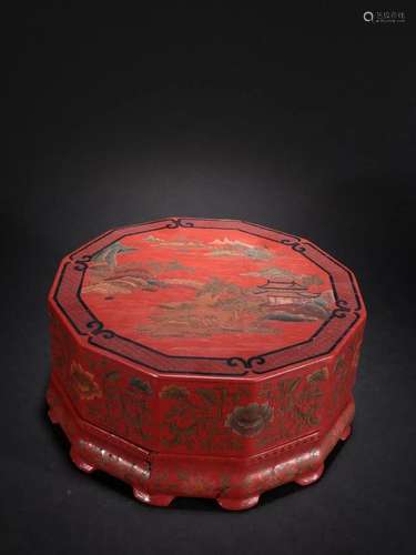 A Rare Lacquer 'Landscape' Box