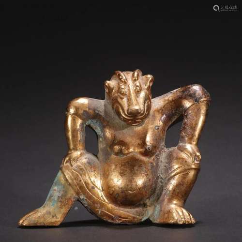 A Rare Gilt-bronze Bear Ornament