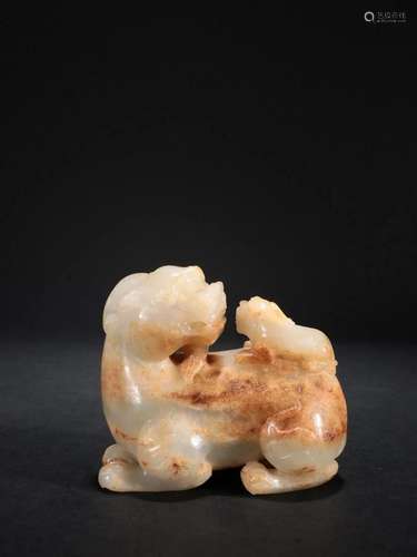 A Fine Hetian Jade Beast Pendant