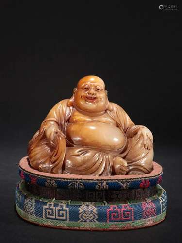 A Fine Shoushan Stone Figure of Maitreya