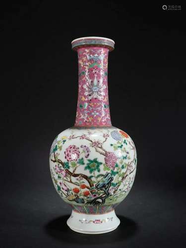 A Fine Famille-rose 'Flowers' Vase