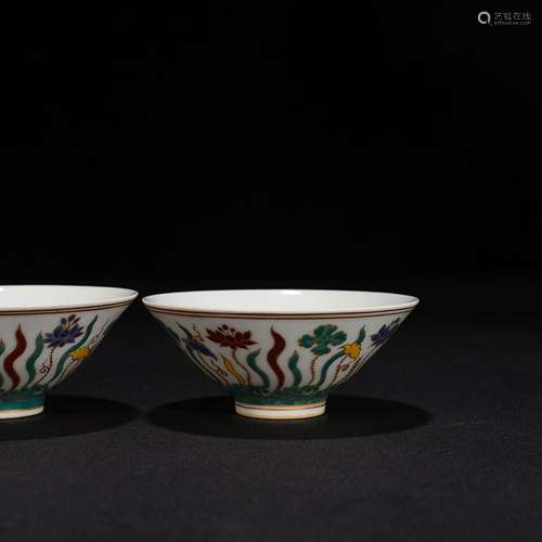 Chenghua colorful paint lotus pattern hat to bowl 4 x 8.5 cm