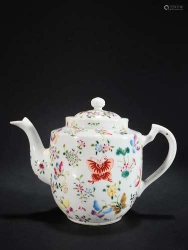 A Famille-rose Butterfly Pattern Teapot