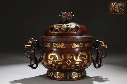 A Top Gilt-bronze 'Tao Tie' Pattern Censer