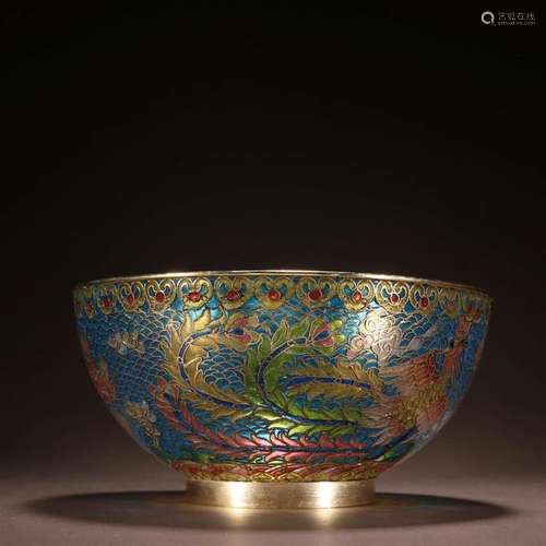 A Fine and Rare Gilt-bronze Cloisonne Enamel Flowers Pattern...