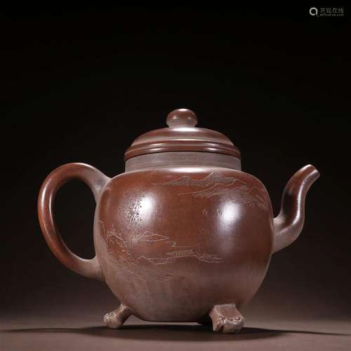 A Fine Zisha Poetry Teapot