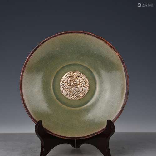 Your kiln pea green glaze antique ancient porcelain plate wi...