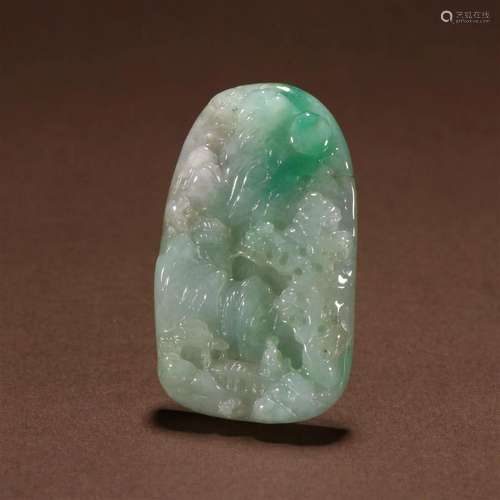 A Top and Rare Carved Jadeite Character Story Pendant