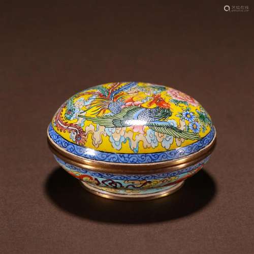 A Fine Gilt-bronze Enamel Pheonix Pattern Box