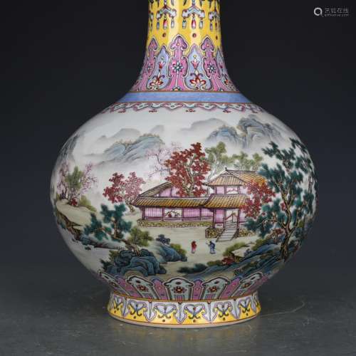 Pastel landscape characters in garlic bottle antique antique...
