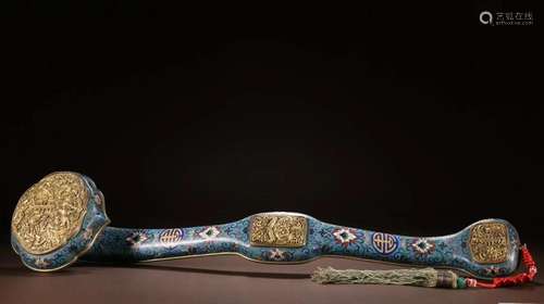 A Top and Rare Gilt-bronze Cloisonne Enamel Ruyi Scepter