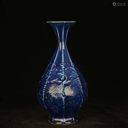 With blue glaze carving grain sides okho spring bottle of an...