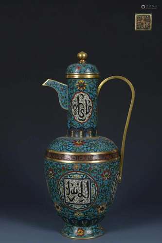 A Top and Rare Gilt-bronze Cloisonne Enamel Ewer