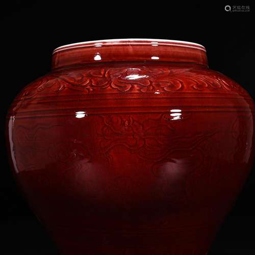 The red glaze carving dragon can of 32 * 32 cm