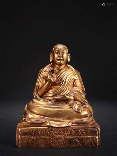 A Fine Gilt-bronze Guru Buddha Statue