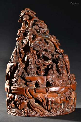 A Rare and Top Carved Bamboo Character Story Ornament