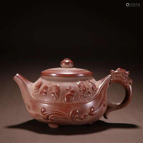 A Very Rare Zisha Chinese Zodiac Teapot