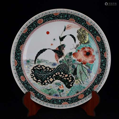 Colorful lotus pond kingfisher tray antique antique ancient ...