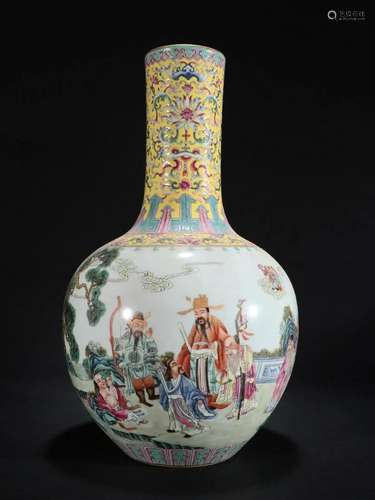 A Rare Famille-rose Character Story Vase