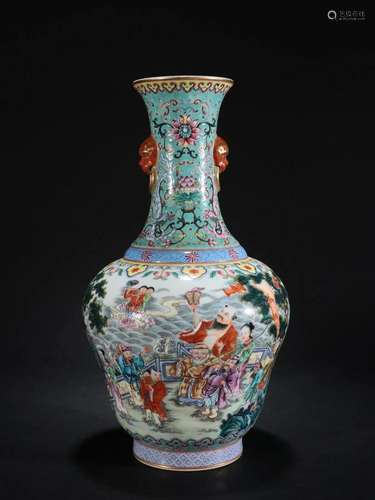 A Rare Famille-rose Character Story Vase