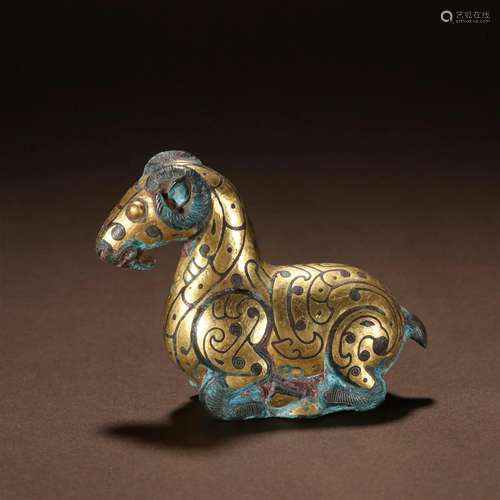 A Fine Bronze Inaid Gold and Silver Horse Ornament