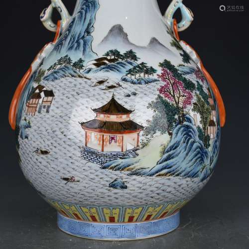 Pastel landscape in grain satisfied ear pipa antique ancient...