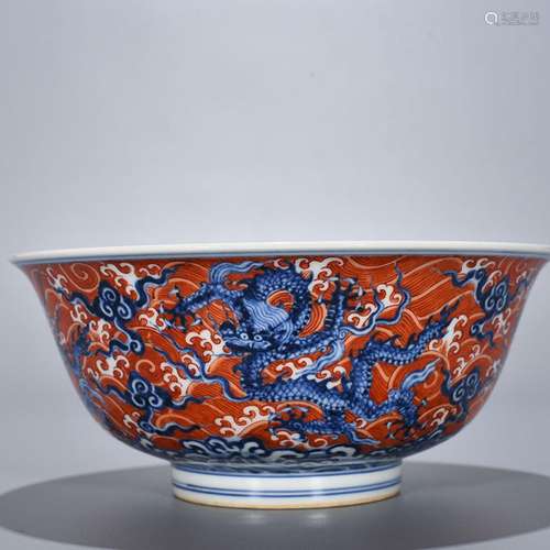 Blue and white alum red wulong green-splashed bowls 9.5 * 22...