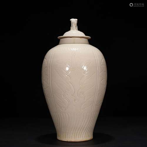 Kiln carved flowers lines cover pot 43 * 19 cm