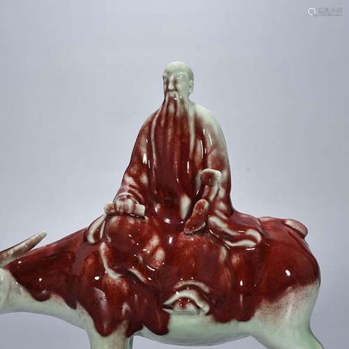 Ruby red glaze laozi through 25 * 25 cm