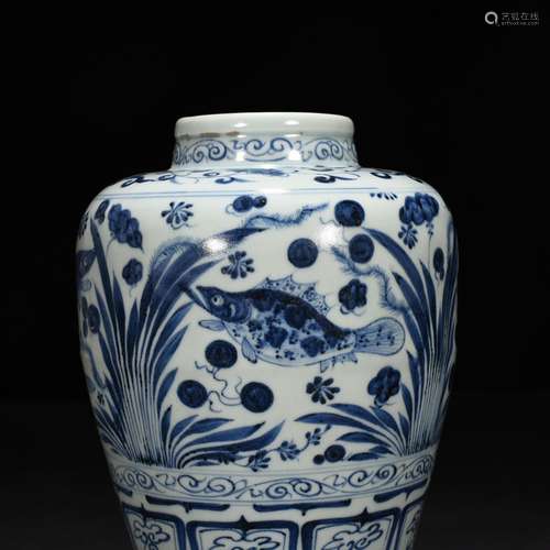 Blue and white fish grain tank 23 * 16 cm