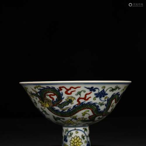 Blue and white color around branch dragon footed bowl 11 * 1...