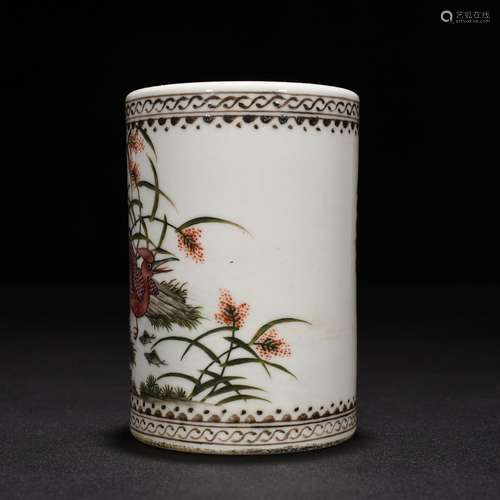 Wu Shouqi hunan liling glair one autumn heron pen container ...