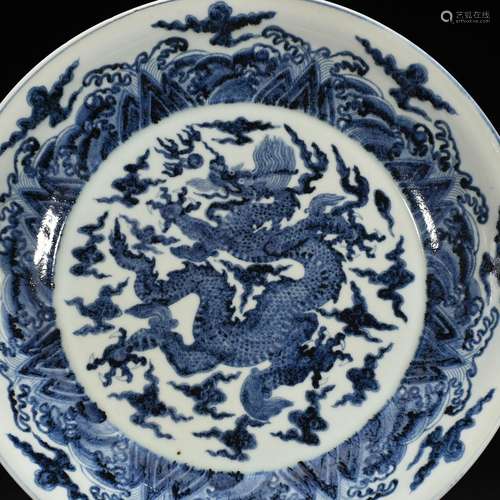 Blue and white dragon plate 6 * 38 cm