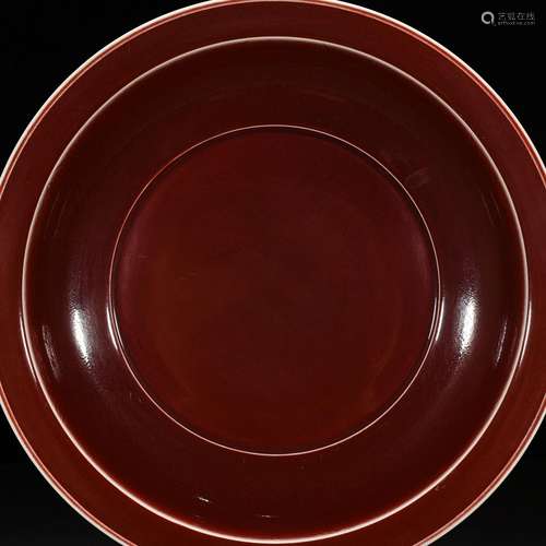 Ruby red glaze fold along the plate 7 * 42 cm